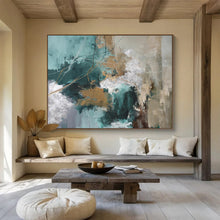Load image into Gallery viewer, Teal Gold Fusion Abstract Painting DKH513
