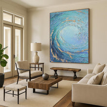 Load image into Gallery viewer, “Turquoise Swirl with Gold” – Textured turquoise and blue swirls, accented with gold. DTP332
