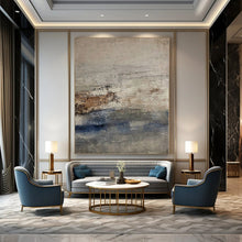 Load image into Gallery viewer, Hand - painted Large - sized Gray - Blue Textured Abstract Acrylic Art for Coastal - Inspired Studies LargeART0129
