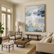 Load image into Gallery viewer, “Abstract Landscape Hues” ，Muted blues, grays, yellows, and hints of red, with a fragmented, abstract composition. DTP312
