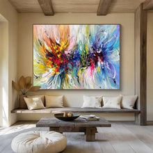 Load image into Gallery viewer, Hand - painted Oversized Colorful Swirling Flowers Acrylic Art for Vibrant Bedrooms LargeART1776
