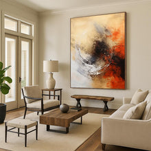 Load image into Gallery viewer, “Swirling Neutrals with Orange Accents” – Dynamic Abstract with Circular Motif DTP121

