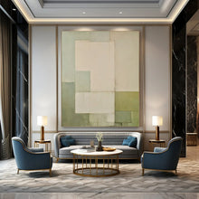 Load image into Gallery viewer, Light Green &amp; Gray Geometric Abstract Painting, Ideal for Minimalist Living Room &amp; Modern Office LargeART1444

