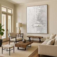 Load image into Gallery viewer, “White Textured Wall” – White &amp; Gray Abstract Acrylic with Rough Textures DTP066
