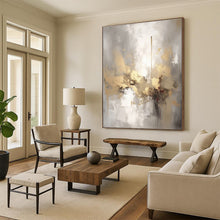 Load image into Gallery viewer, Gray - Gold Abstract Composition Acrylic Art - Suited for Corporate Lounge &amp; Upscale Apartment Decor LargeART0542
