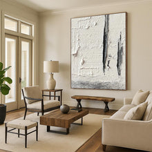 Load image into Gallery viewer, “Textured White &amp; Gray” – Thick white paint with gray vertical strokes, wavy bottom texture DTP371
