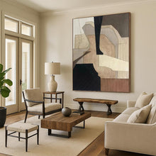 Load image into Gallery viewer, “Wooden Puzzle” - Neutral Geometric Mosaic, Great for Studio Warmth, Abstract Painting on Canvas DKH1071
