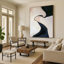 Load image into Gallery viewer, “Curved Form Abstraction” - Beige, Black Abstract Art on Canvas DKH1120
