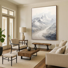 Load image into Gallery viewer, “Misty Mountain Valley in Grey and White” - Grey, White Abstract Art on Canvas DKH1264
