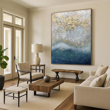 Load image into Gallery viewer, “Textured Gold &amp; Gray” Abstract Mixed - Media Painting on Canvas, Luxe Wall Art DKH958

