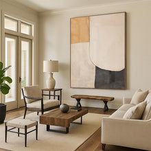 Load image into Gallery viewer, Oversized Beige - Gray Geometric Abstract Art for Modern Office &amp; Contemporary Hallway LargeART0453
