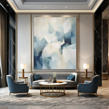 Load image into Gallery viewer, Cool Blue Geometric Abstract, Ideal for Minimalist Studio &amp; Modern Café LargeART1337
