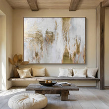 Load image into Gallery viewer, Ethereal Gold &amp; White Textures Abstract Painting DKH521
