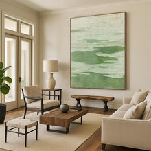 Load image into Gallery viewer, “Textured Green Fields” - Green, White Abstract Art on Canvas DKH1217
