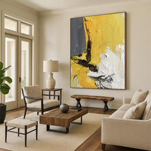 Load image into Gallery viewer, Oversized Yellow - Gray Abstract Contrast Acrylic for Modern Office LargeART0295
