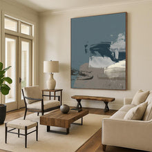 Load image into Gallery viewer, Muted Shapes in Blue &amp; Gray – Abstract Mixed - Media with Subtle Marks DTP242
