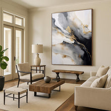Load image into Gallery viewer, Gold &amp; Gray Abstract Swirl Painting, Perfect for Modern Gallery Wall &amp; Elegant Dining Room LargeART2066
