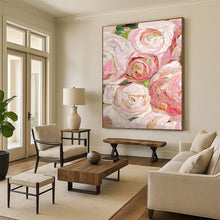 Load image into Gallery viewer, “Impressionistic Pink Roses” Abstract Floral Painting on Canvas, Romantic Decor DKH983
