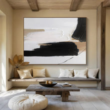 Load image into Gallery viewer, Black, White, and Beige Abstract Painting for Serene Bedroom &amp; Minimalist Lounge DKH315
