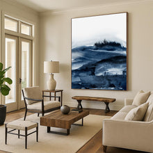 Load image into Gallery viewer, Indigo Mountain Mist – Watercolor Landscape with Deep Blues DTP230
