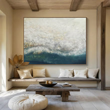 Load image into Gallery viewer, Textured Seaside Abstract Painting with Blue and White for Serene Spa &amp; Coastal Cottage DKH298
