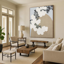 Load image into Gallery viewer, Large White Flowers on Beige - Ideal for Traditional Tea House &amp; Elegant Bedroom LargeART0750
