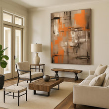 Load image into Gallery viewer, Orange - Gray Abstract Acrylic for Dining Room &amp; Creative Studio LargeART0816
