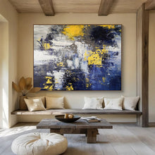 Load image into Gallery viewer, Yellow - Accented Abstract Splash Painting on Canvas - “Urban Pulse” DKH649
