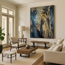 Load image into Gallery viewer, Expressionist Abstract Art, Dark - Toned Gold - Streaked Painting for Dramatic Living Room &amp; Edgy Studio LargeART2246
