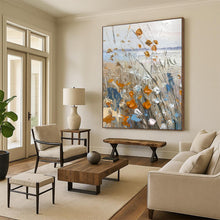 Load image into Gallery viewer, Textured Wildflower Seascape Painting, Ideal for Coastal Cottage Bedroom &amp; Nature - Lover’s Study LargeART1839
