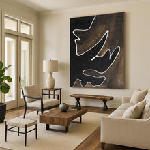 Load image into Gallery viewer, Hand - painted Generous - sized Black - White Line Abstract Acrylic Art for Minimalist Home Offices LargeART0070
