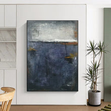 Load image into Gallery viewer, Dark Blue Abstract Horizon Art for Contemporary Bedroom &amp; Intimate Wine Bar LargeART0903
