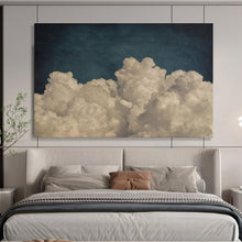 Load image into Gallery viewer, Fluffy Clouds on Dark Sky Abstract Art for Serene Bedroom &amp; Meditation Space DKH124
