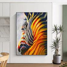 Load image into Gallery viewer, “Vibrant Zebra Abstract” - Color - Infused Striped Animal Art on Canvas DKH1428
