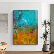 Load image into Gallery viewer, Hand - painted Large - sized Vibrant Color Field Abstract Acrylic Art for Lively Lounges LargeART0059

