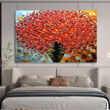 Load image into Gallery viewer, “Red Blossom Abundance” - Textured Floral Abstract Acrylic, Fits Entryway and Dining Room DLZ226
