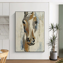 Load image into Gallery viewer, Minimalist Abstract Horse Art, Gold - Accented Neutral Tones for Modern Farmhouse &amp; Equestrian Bedroom LargeART2186
