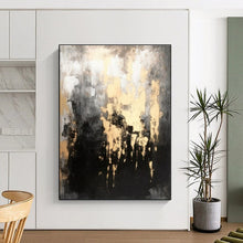 Load image into Gallery viewer, Black, Gray, and Gold Abstract Drip Acrylic Art - Ideal for Luxe Home Office &amp; Sophisticated Lounge LargeART0622
