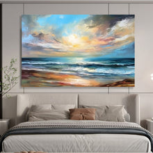 Load image into Gallery viewer, Seaside Sunset Oil Painting - Perfect for Coastal - Themed Living Rooms LargeART1607
