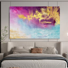 Load image into Gallery viewer, Purple, Gold &amp; Blue Abstract Painting - Perfect for Bohemian Bedroom &amp; Artistic Lounge DKH015
