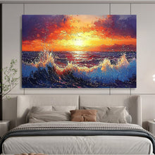 Load image into Gallery viewer, Fiery Sunset Sea Large - scale acrylic painting DLZ165

