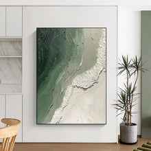 Load image into Gallery viewer, Textured Green &amp; White Abstract Painting - Ideal for Home Office &amp; Meditation Room LargeART2353
