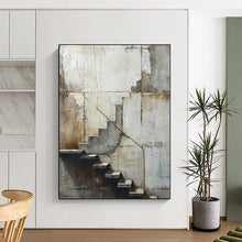 Load image into Gallery viewer, Oversized Rustic Staircase Abstract Acrylic for Industrial - Style Home Office &amp; Art - Themed Restaurant LargeART0339
