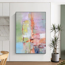 Load image into Gallery viewer, Soft - Hued Abstract Art, Muted Pastels &amp; Bold Reds for Dreamy Bedroom &amp; Creative Lounge LargeART2259
