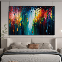 Load image into Gallery viewer, Rainy Abstract “Color Droplets” Painting on Canvas, Dynamic Weather Art DKH867
