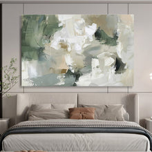 Load image into Gallery viewer, Green &amp; Neutral Abstract Shape Painting - Perfect for Nature - Inspired Living Room &amp; Eco - Friendly Office DKH045
