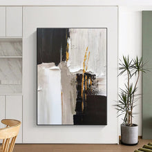 Load image into Gallery viewer, Oversized Black - White - Gold Abstract Art for Luxury Bedroom &amp; High - End Lounge LargeART0489
