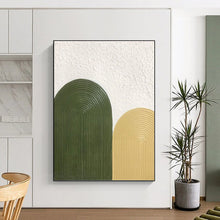 Load image into Gallery viewer, “Green and Yellow Textured Arches” - Green, Yellow Abstract Art on Canvas DKH1176
