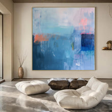 Load image into Gallery viewer, Blue - Toned Abstract Landscape Canvas Painting, Ideal for Coastal Home Office &amp; Minimalist Living Room LargeART1178
