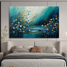 Load image into Gallery viewer, Riverbank Flowers “Dreamy Blooms” Painting on Canvas, Ethereal Floral Art DKH879
